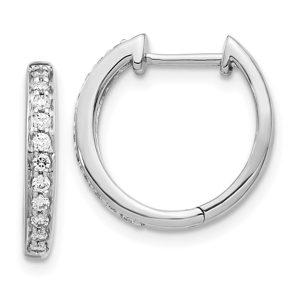 14K White Gold Lab Grown Diamond VS/SI FGH Hinged Hoop Earrings