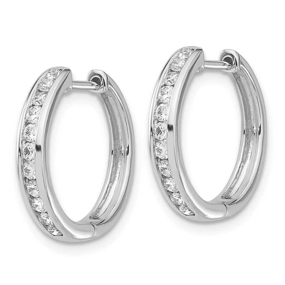 14K White Gold Lab Grown Diamond VS/SI FGH Hinged Hoop Earrings