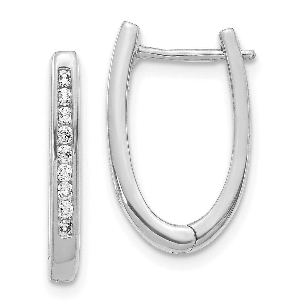 14K White Gold Lab Grown Diamond VS/SI FGH Oval Hinged Hoop Earrings