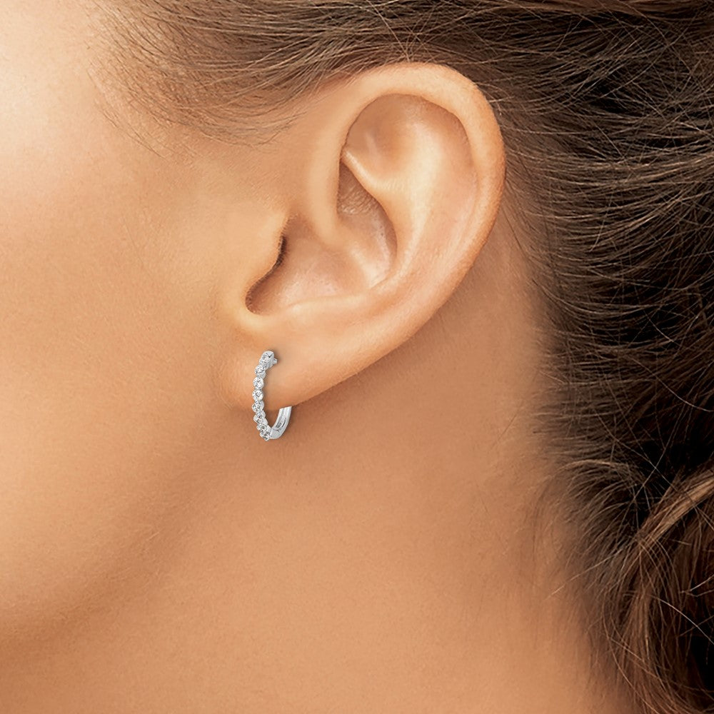 14K White Gold Lab Grown Diamond VS/SI FGH Hinged Hoop Earrings