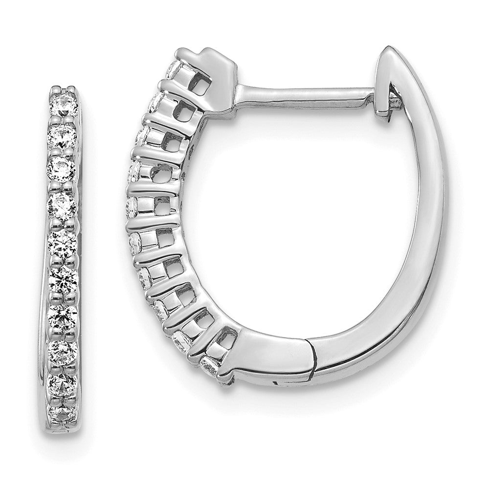 14K White Gold Lab Grown Diamond VS/SI FGH Hinged Hoop Earrings