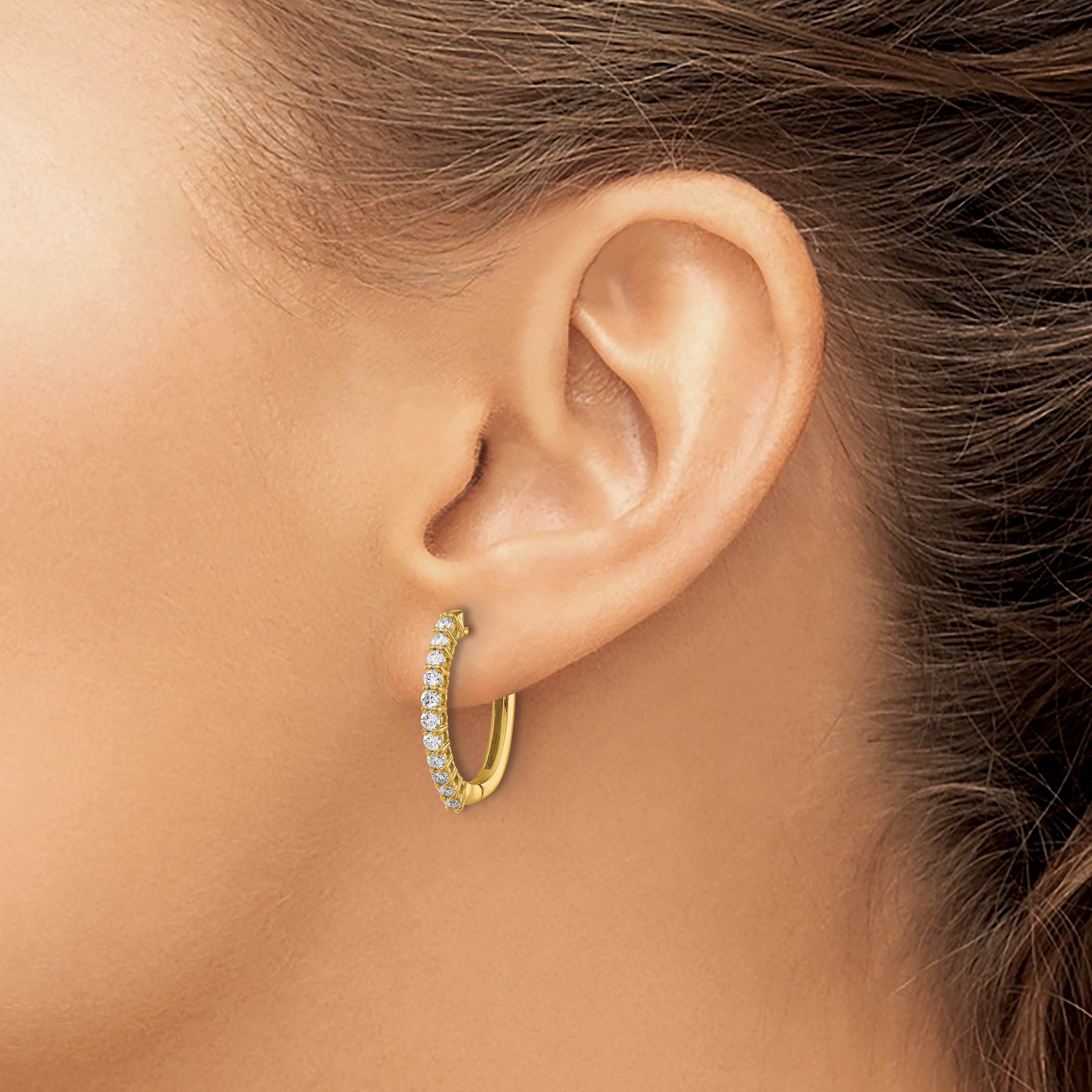 14K Lab Grown Diamond Vs/Si Fgh Hinged Hoop Earrings