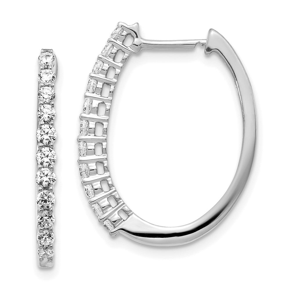 14K White Gold Lab Grown Diamond VS/SI FGH Hinged Hoop Earrings