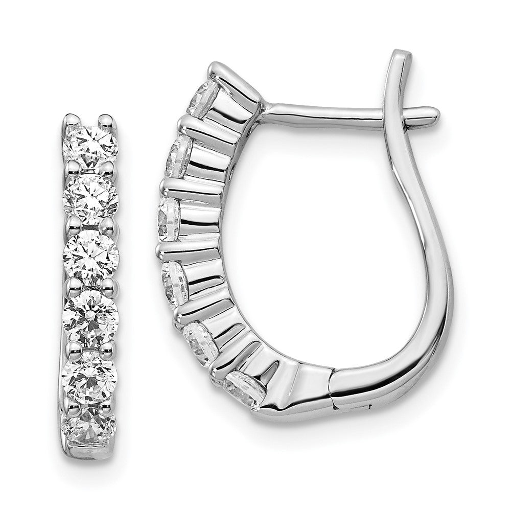 14K White Gold Lab Grown Diamond VS/SI FGH Hinged Hoop Earrings