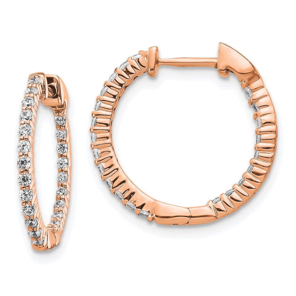 14K Rose Gold Lab Grown Diamond VS/SI FGH In and Out Hinged Hoop Earrings