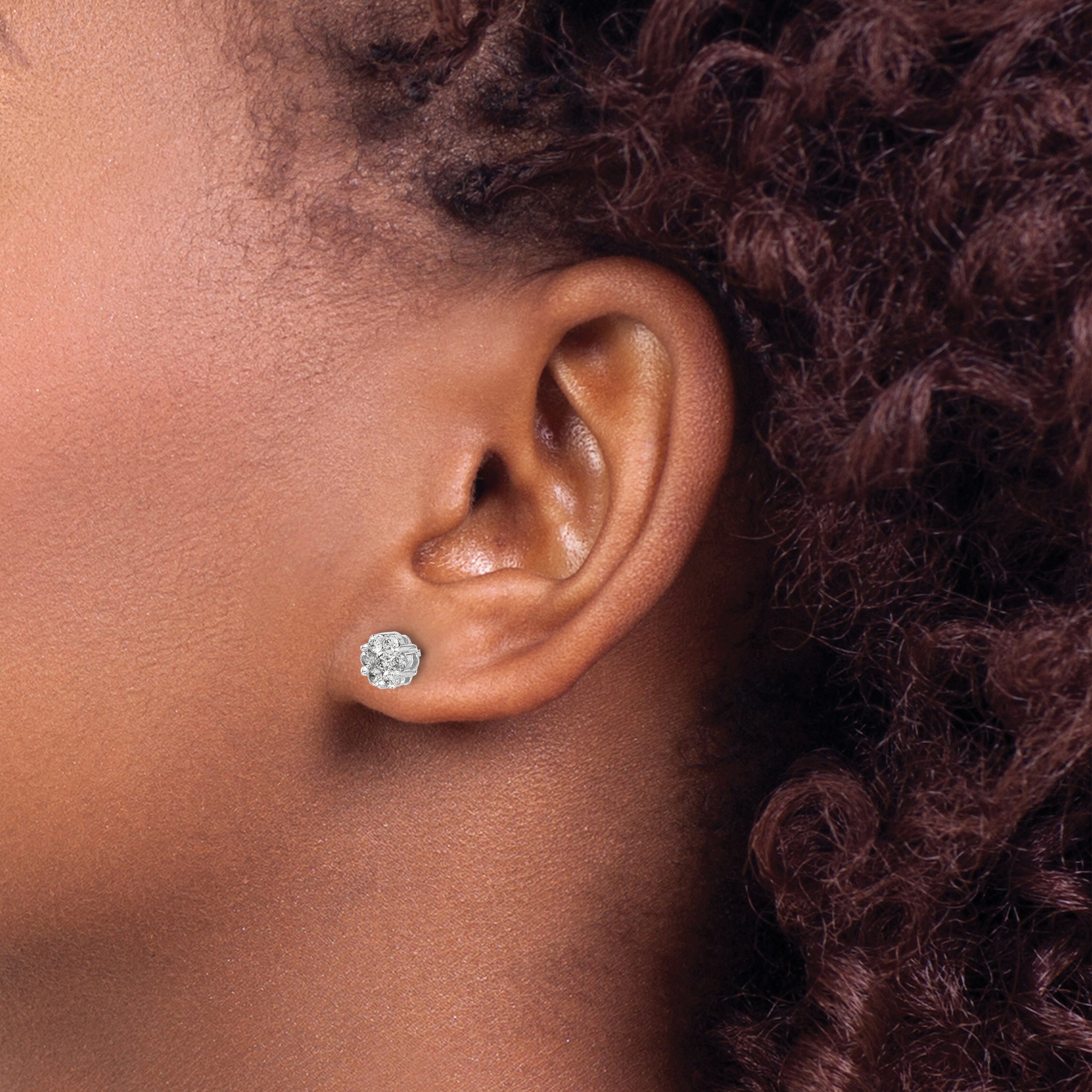 14K White Gold Lab Grown Diamond Vs/Si Fgh Cluster Push Back Earring