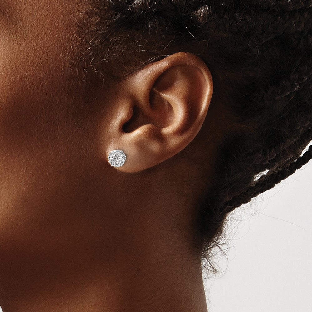 14K White Gold Lab Grown Diamond VS/SI FGH Cluster Screwback Earring