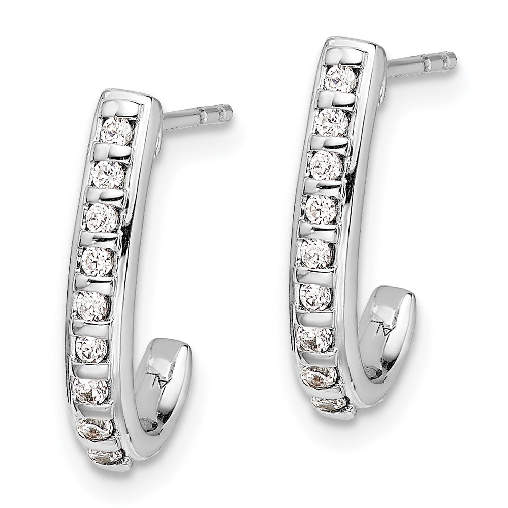 14K White Gold Lab Grown VS/SI FGH Dia J-Hoop Post Earrings