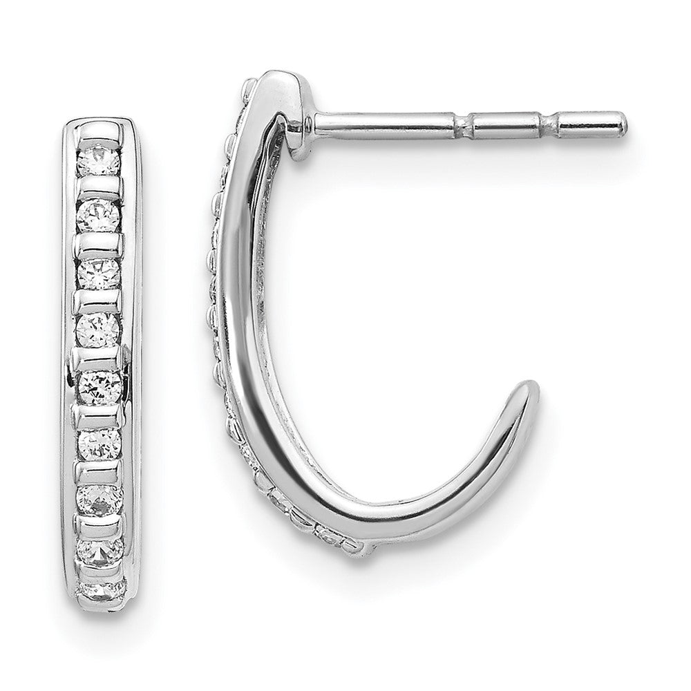 14K White Gold Lab Grown VS/SI FGH Dia J-Hoop Post Earrings
