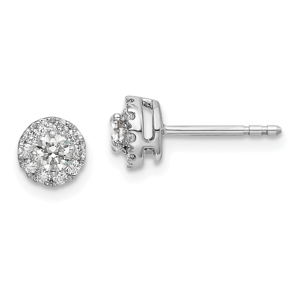 14K White Gold Lab Grown Diamond VS/SI FGH Round Halo Earrings