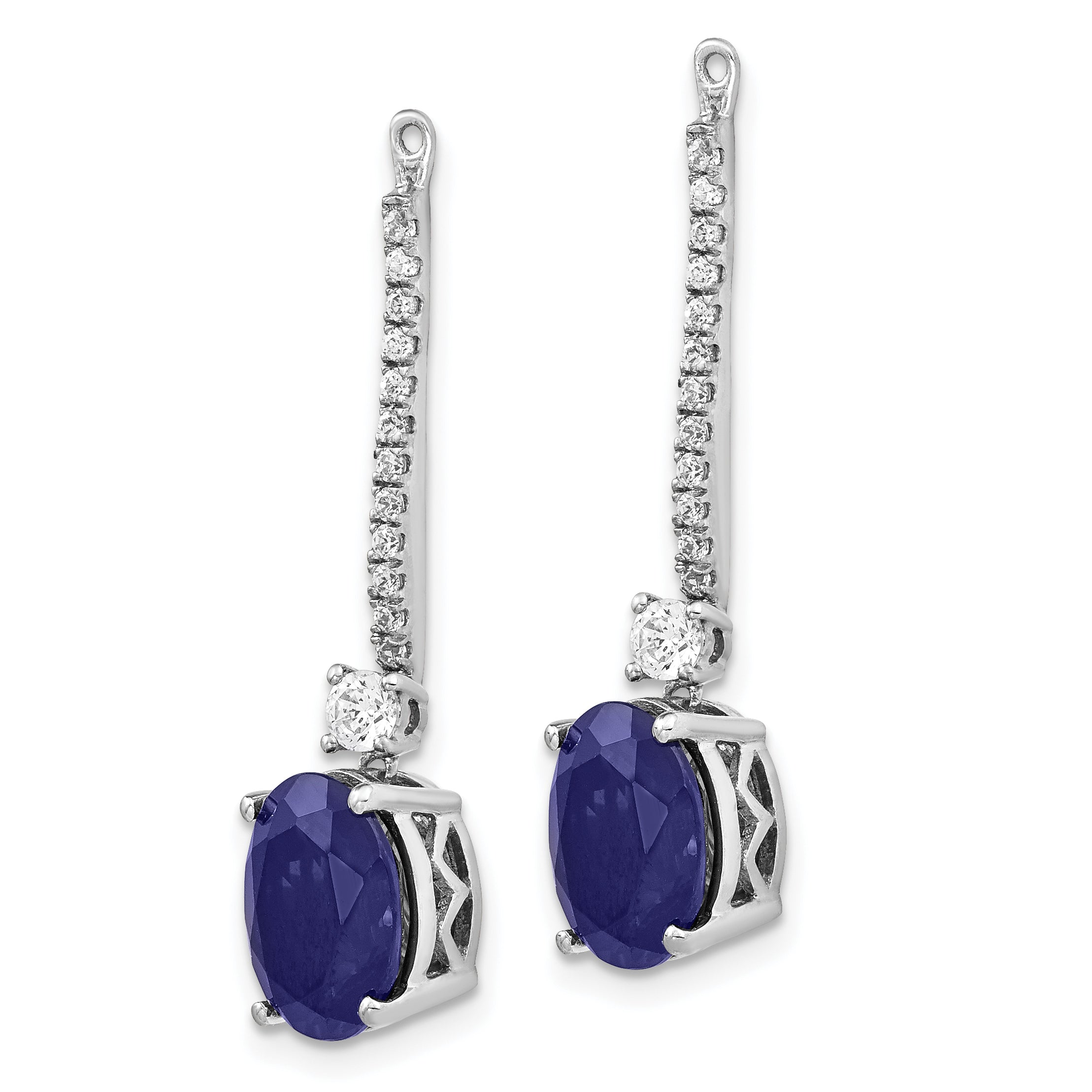 14K White Gold Lab Grown Vs/Si Fgh Dia & Created Blue Sapphire Earring Jack