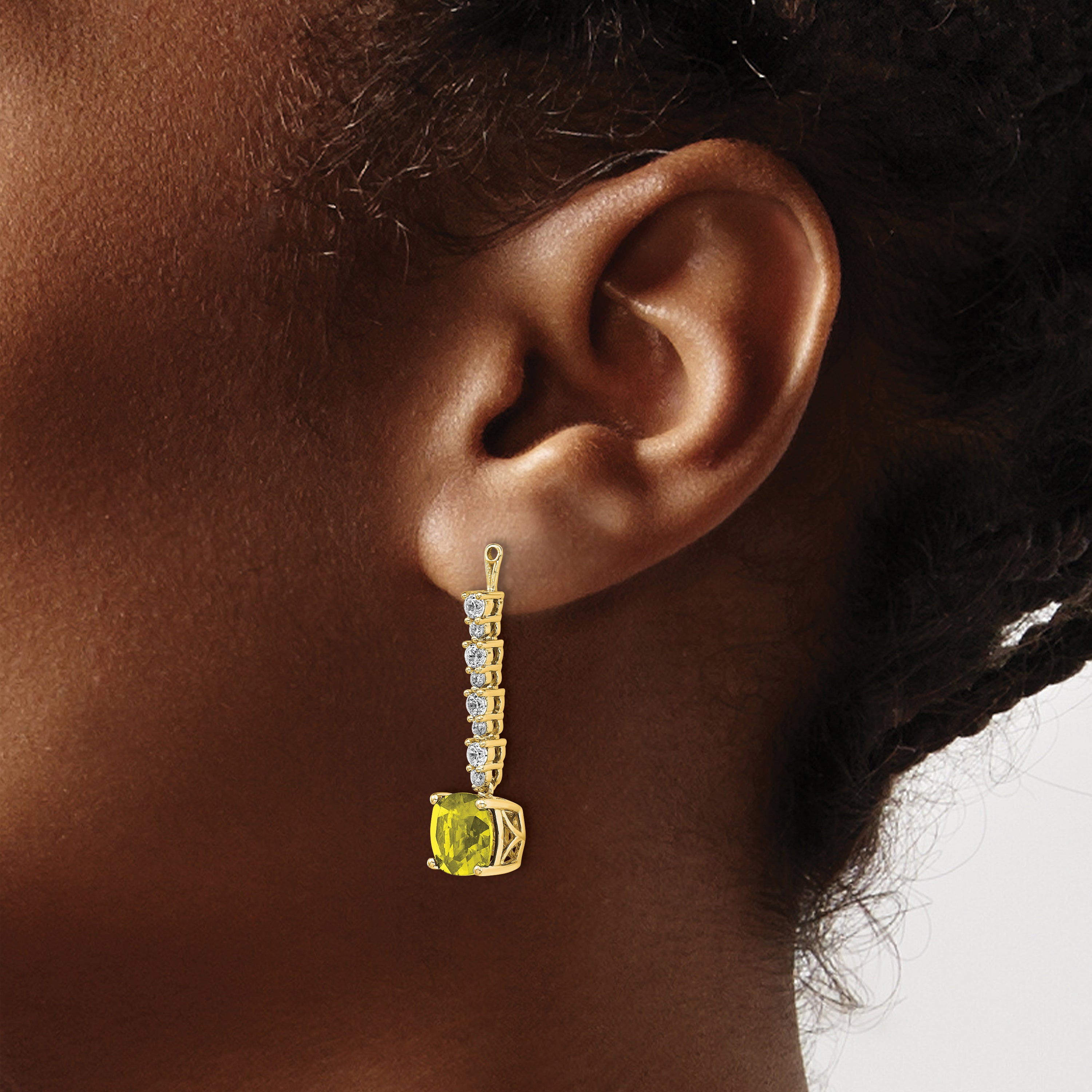 14K Lab Grown Vs/Si Fgh Dia & Created Yellow Sapphire Earring Jackets
