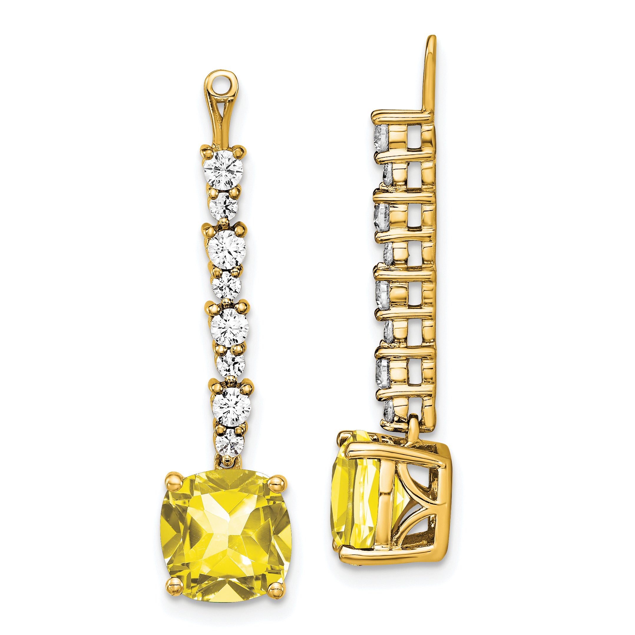 14K Lab Grown Vs/Si Fgh Dia & Created Yellow Sapphire Earring Jackets