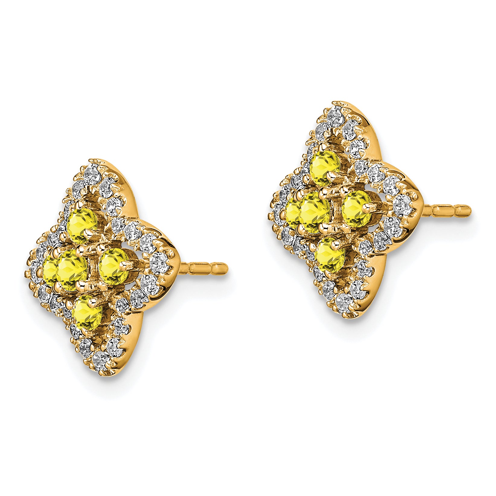 14K Lab Grown Vs/Si Fgh Dia & Created Yellow Sapphire Earrings
