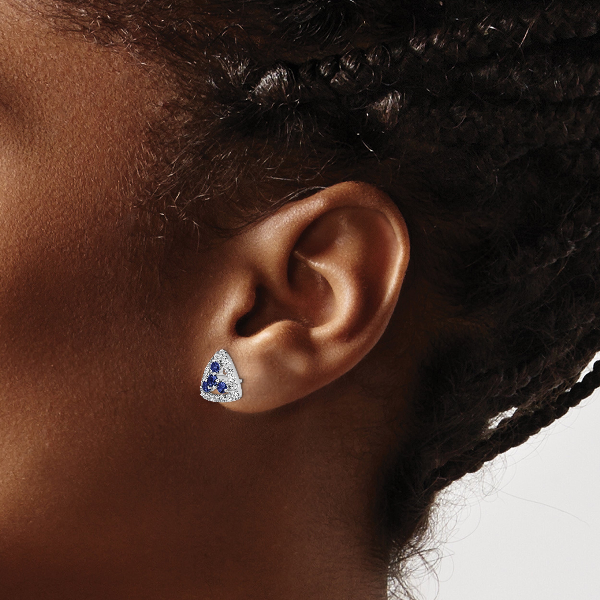 14K White Gold Lab Grown Diamond Vs/Si Fgh Cr.Sapp Triangle Post Ear