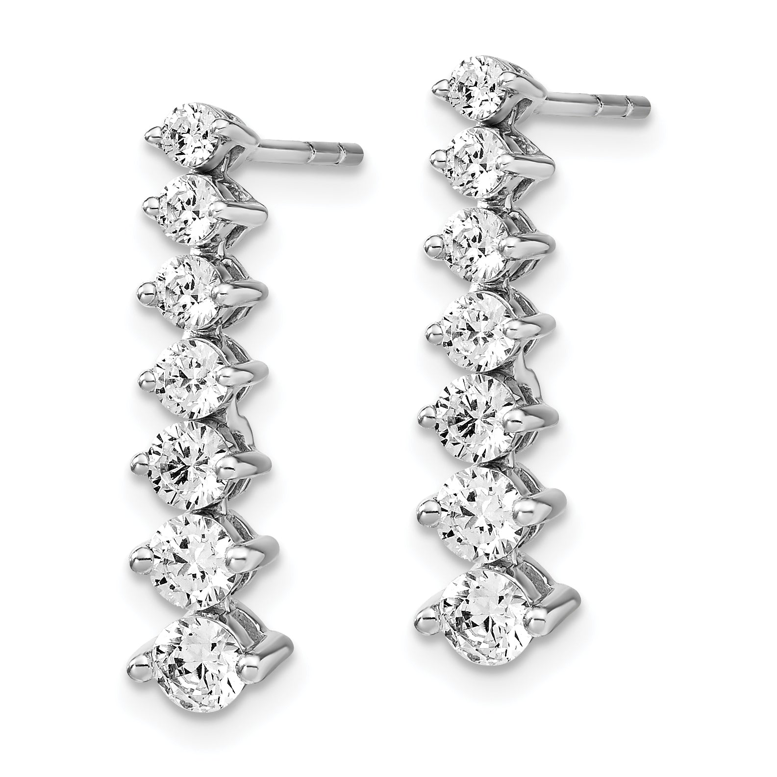 14K White Gold Lab Grown Diamond Vs/Si Fgh Graduating Drop Earrings