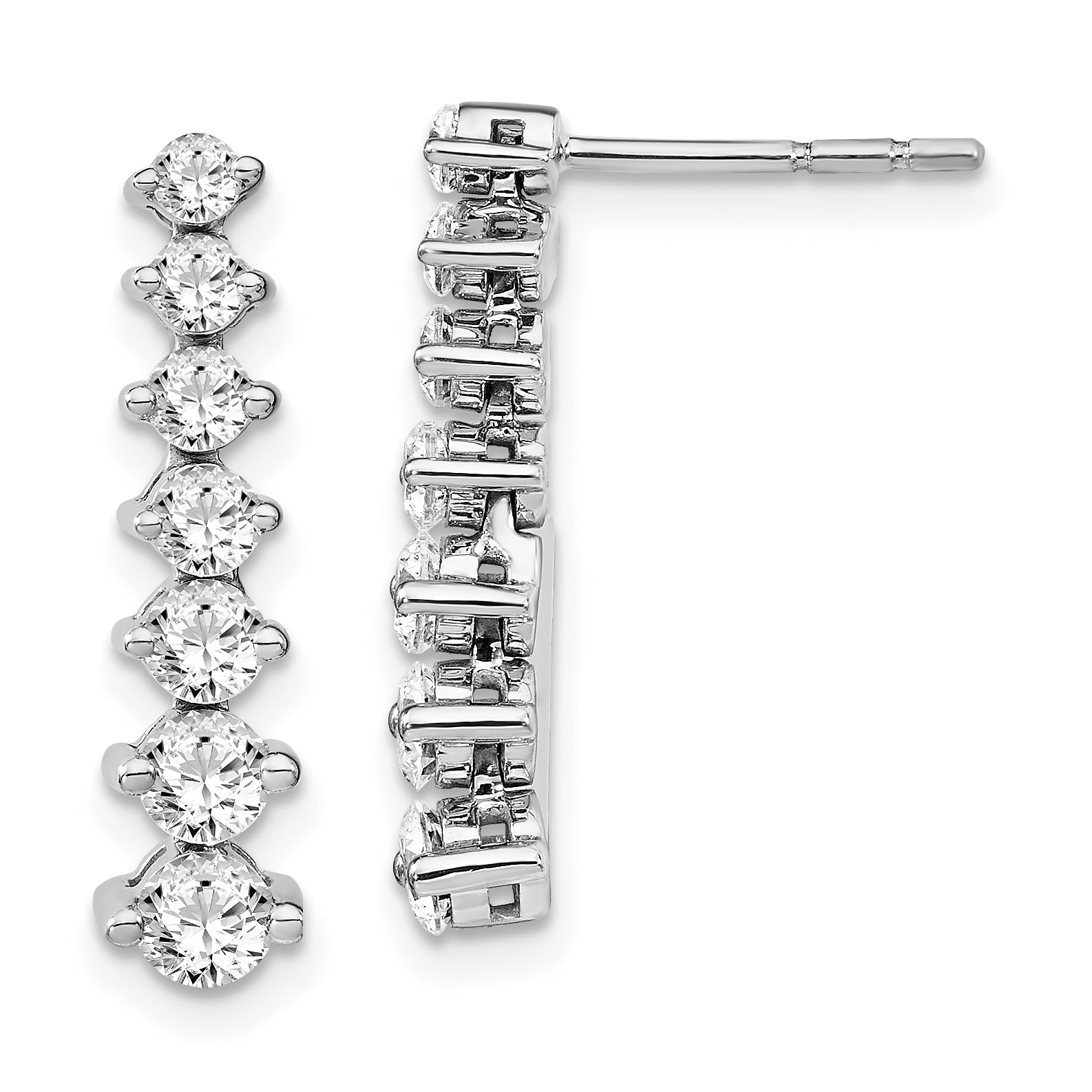 14K White Gold Lab Grown Diamond Vs/Si Fgh Graduating Drop Earrings