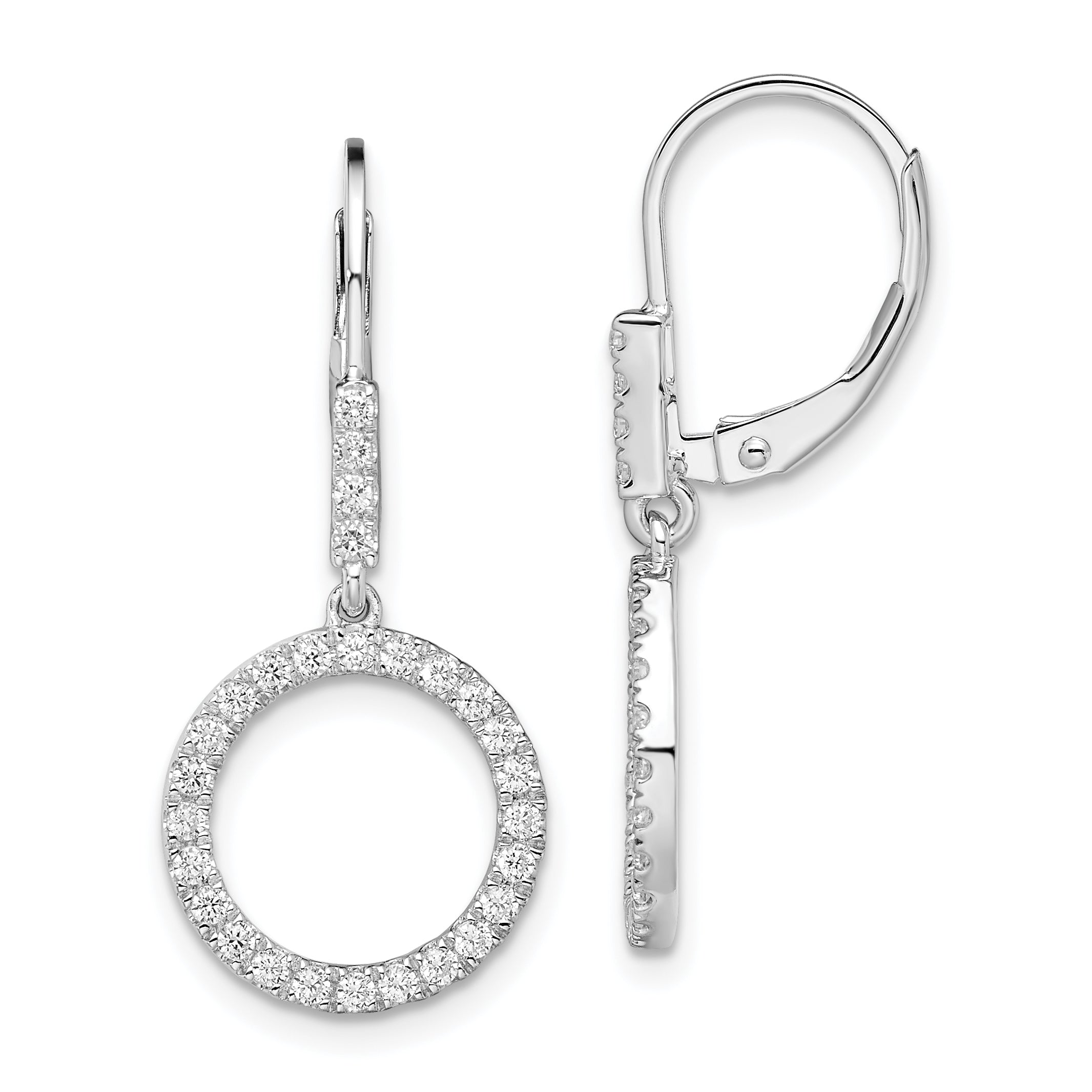 14K White Gold Lab Grown Diamond Vs/Si Fgh Circle Dangle Leverback E
