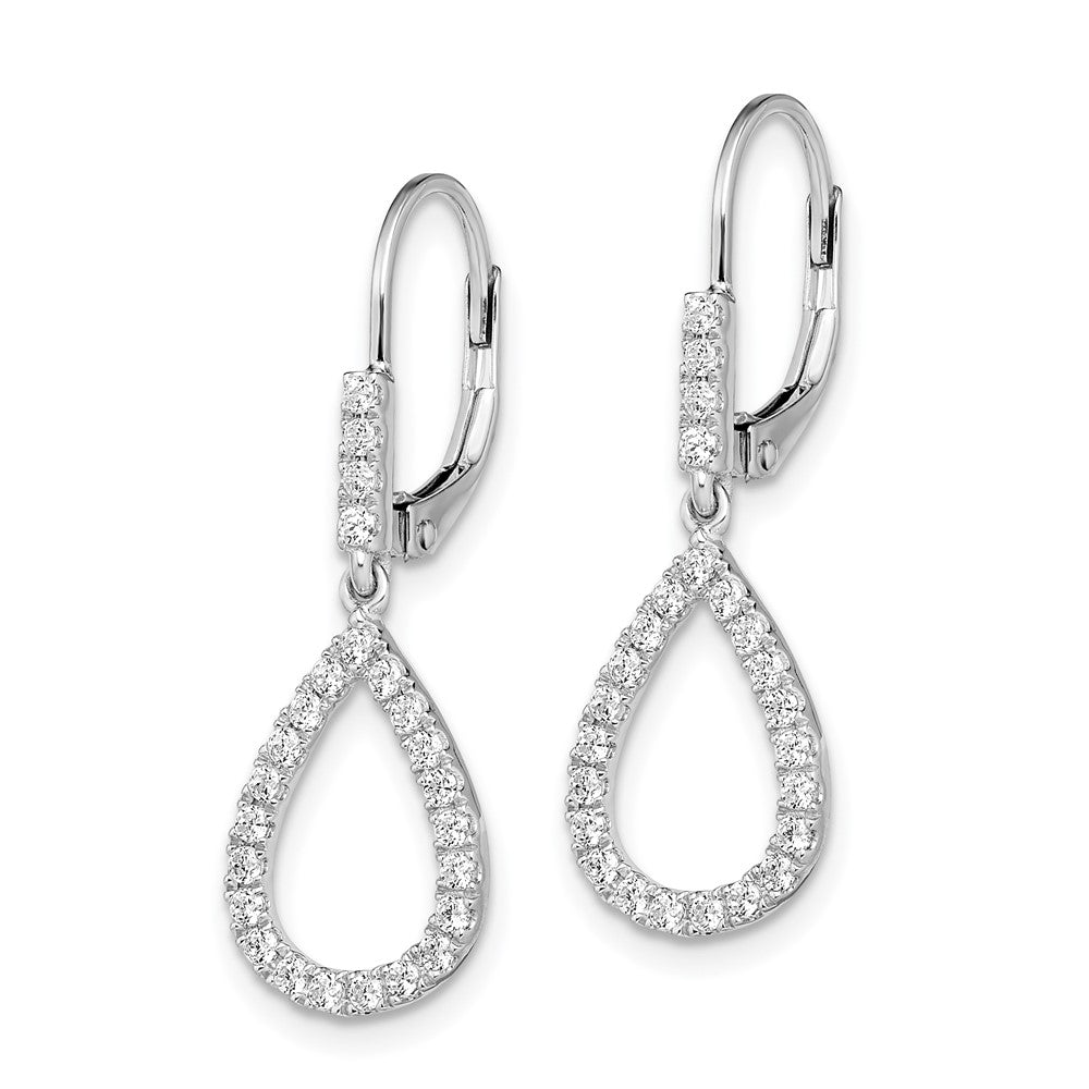 14K White Gold Lab Grown Diamond VS/SI FGH Teardrop Leverback Earrin