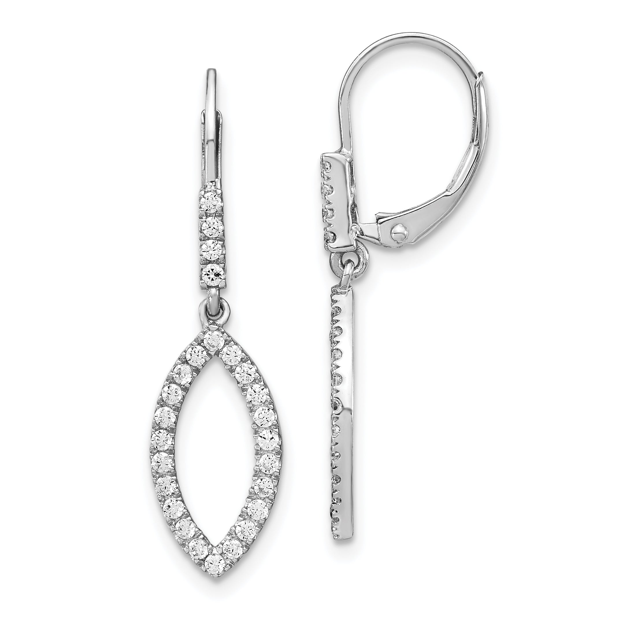 14K White Gold Lab Grown Diamond Vs/Si Fgh Fancy Drop Leverback Earr
