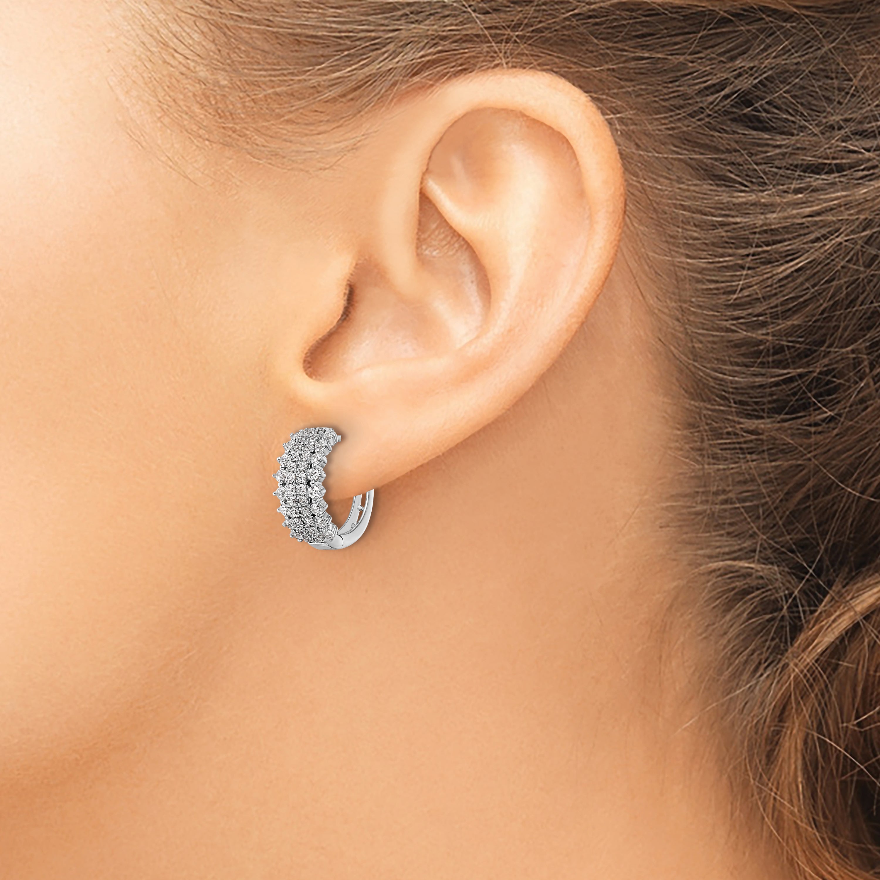 14K White Gold Lab Grown Diamond Vs/Si Fgh Hinged Hoop Earrings