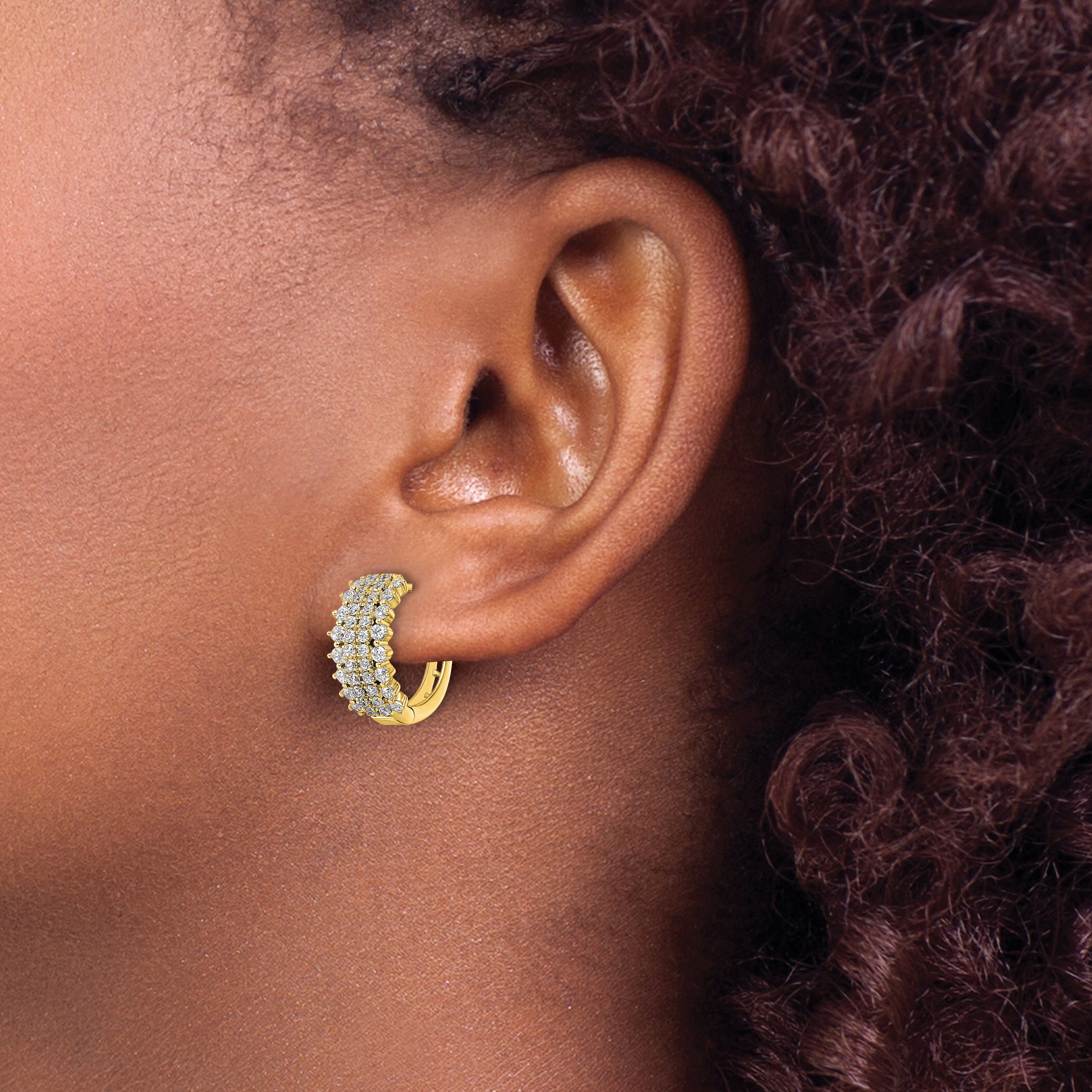 14K Lab Grown Diamond Vs/Si Fgh Hinged Hoop Earrings