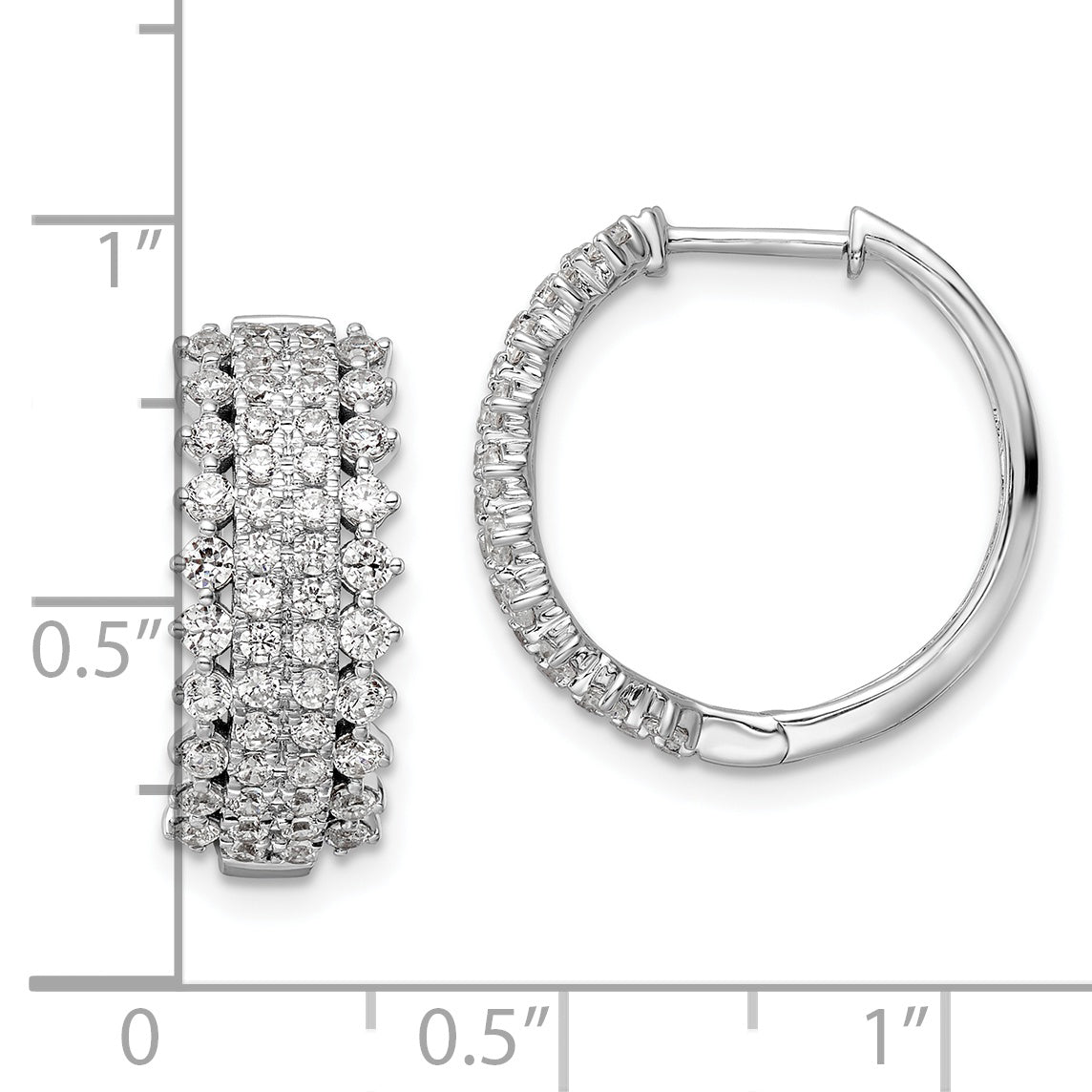 14K White Gold Lab Grown Diamond Vs/Si Fgh Hinged Hoop Earrings