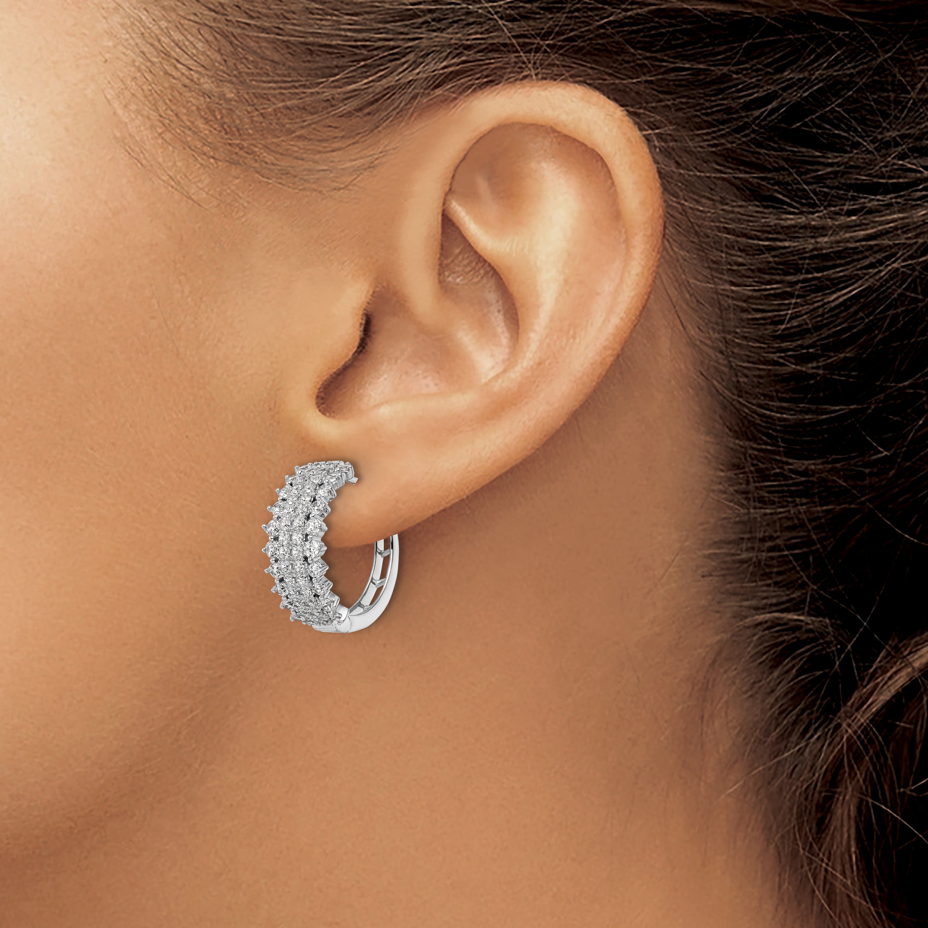 14K White Gold Lab Grown Diamond Vs/Si Fgh Hinged Hoop Earrings