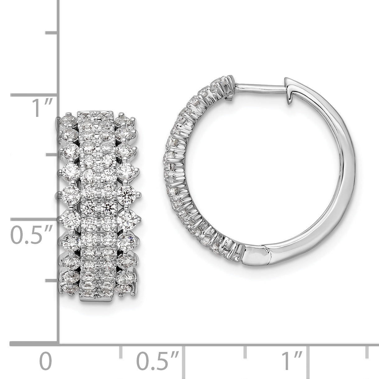 14K White Gold Lab Grown Diamond Vs/Si Fgh Hinged Hoop Earrings