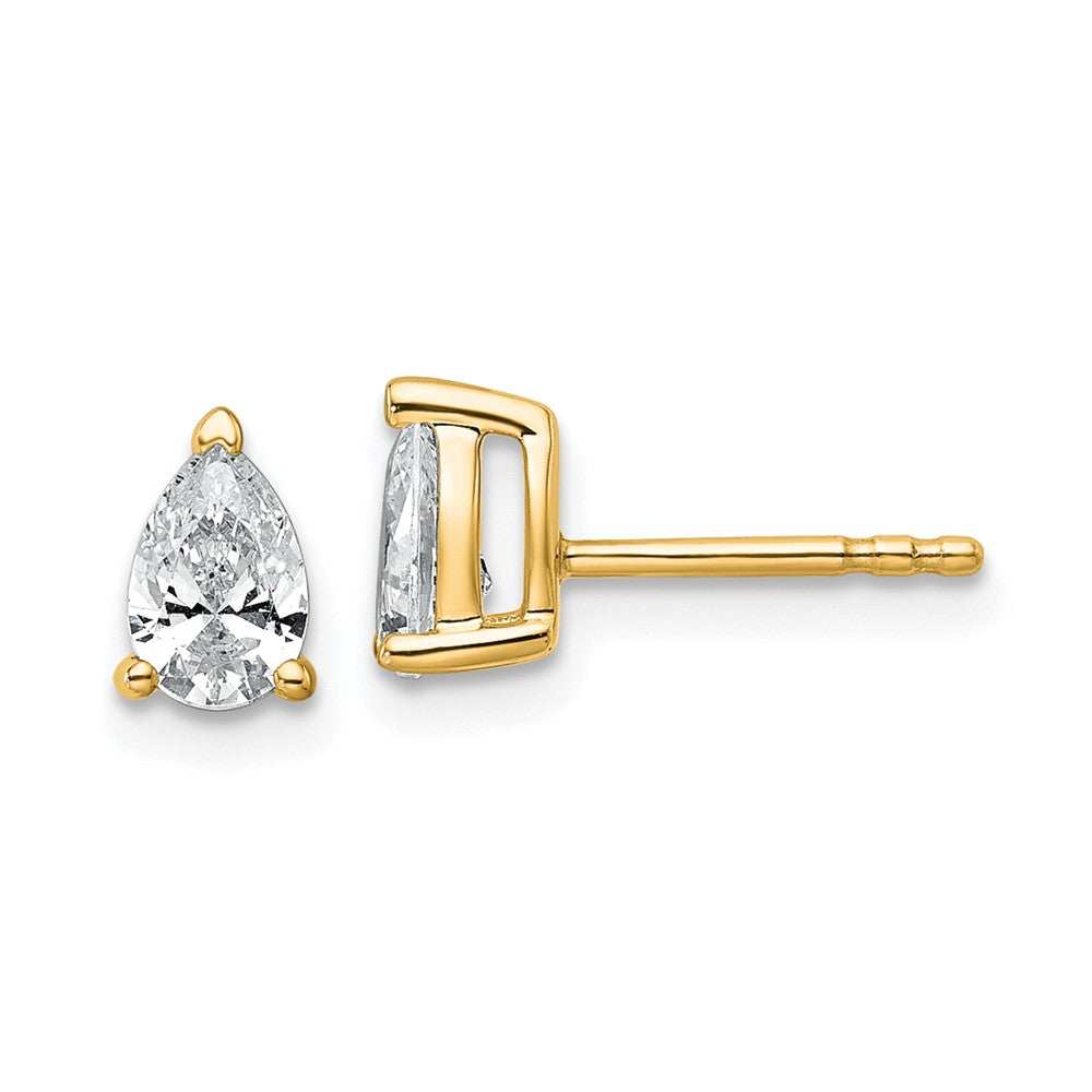 14ky LG Diamond VS/SI FGH .75 ct Pear 3 Prong Earrings