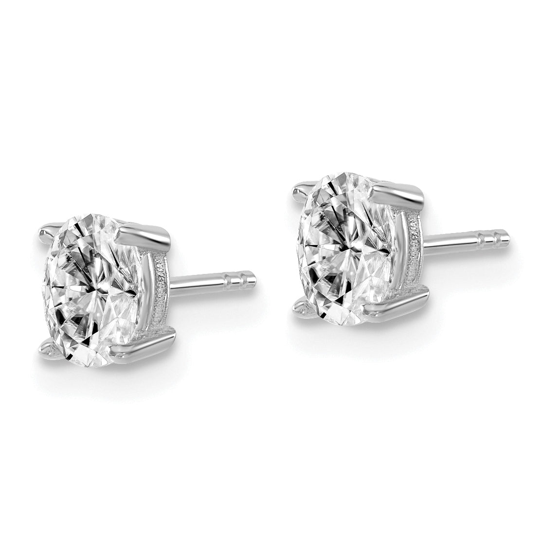 14K White Gold 2/3 Carat Total Weight Oval Vs/Si Gh Lab Grown Diamond Stud Post Earrings