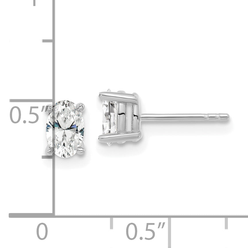 14K White Gold 2/3 Carat Total Weight Oval Vs/Si Gh Lab Grown Diamond Stud Post Earrings