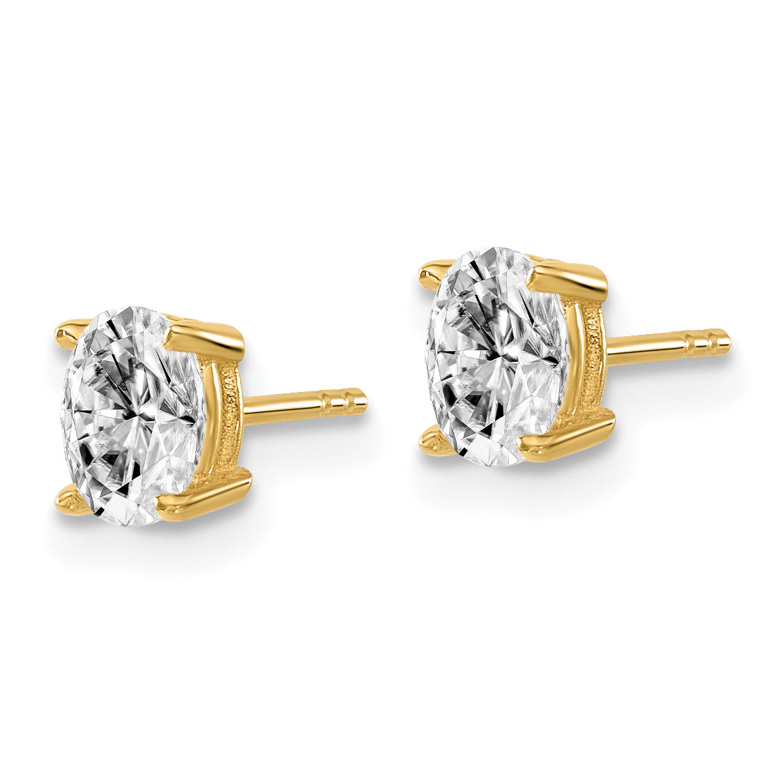 14K 2/3 Carat Total Weight Oval Vs/Si Gh Lab Grown Diamond Stud Post Earrings