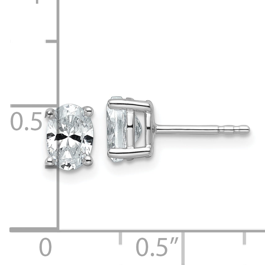 14K White Gold 1 Carat Total Weight Oval Vs/Si Gh Lab Grown Diamond Stud Post Earrings