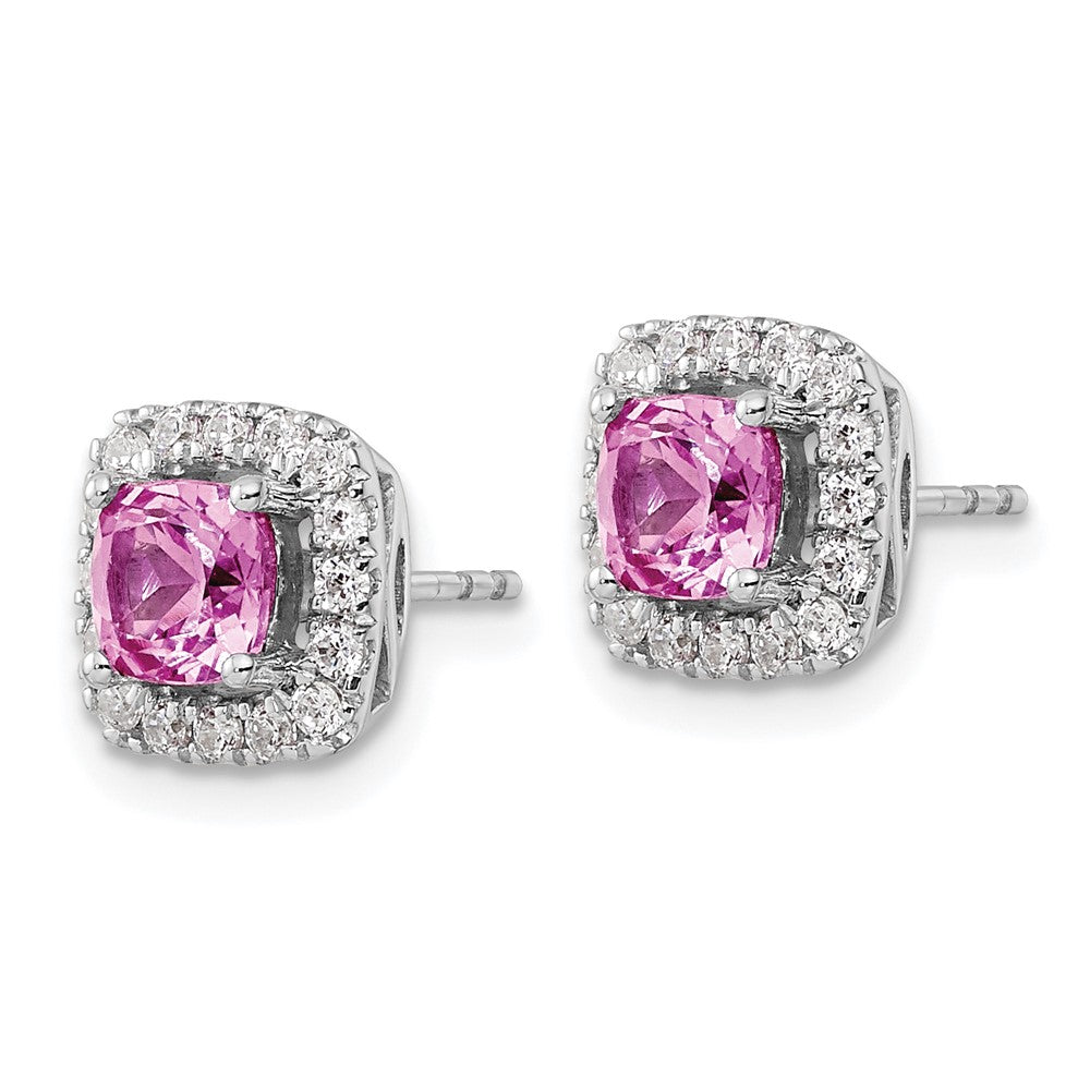 14K White Gold Lab Grown VS/SI FGH Dia Diamond and Created Pink Sapphire H