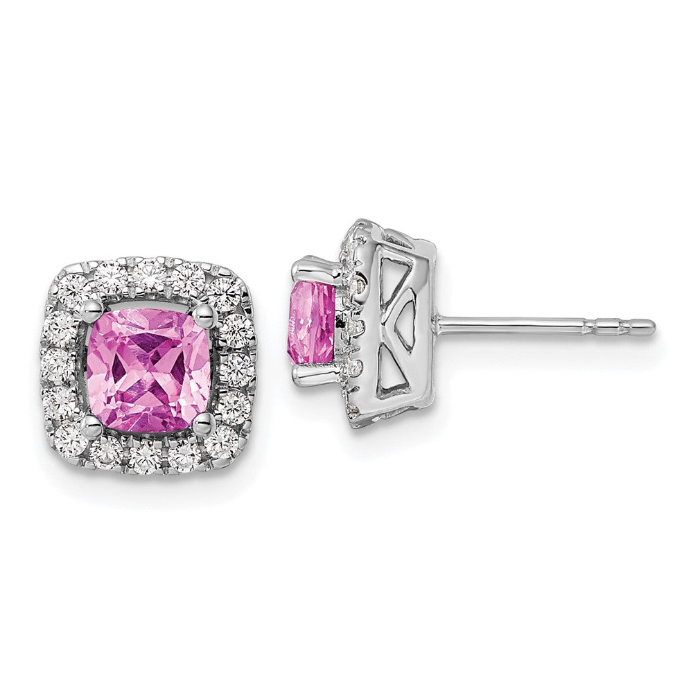 14K White Gold Lab Grown VS/SI FGH Dia Diamond and Created Pink Sapphire H