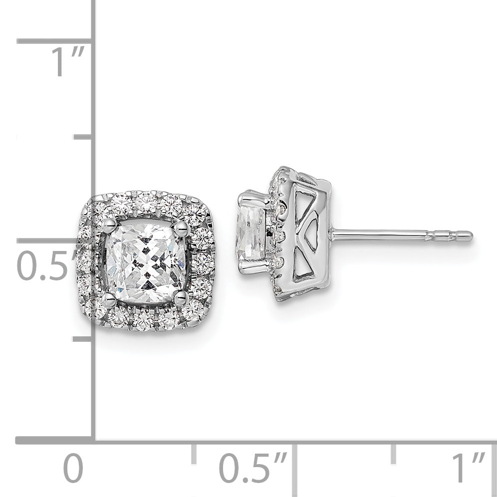 14K White Gold Lab Grown Vs/Si Fgh Dia And White Sapphire Halo Post Earring