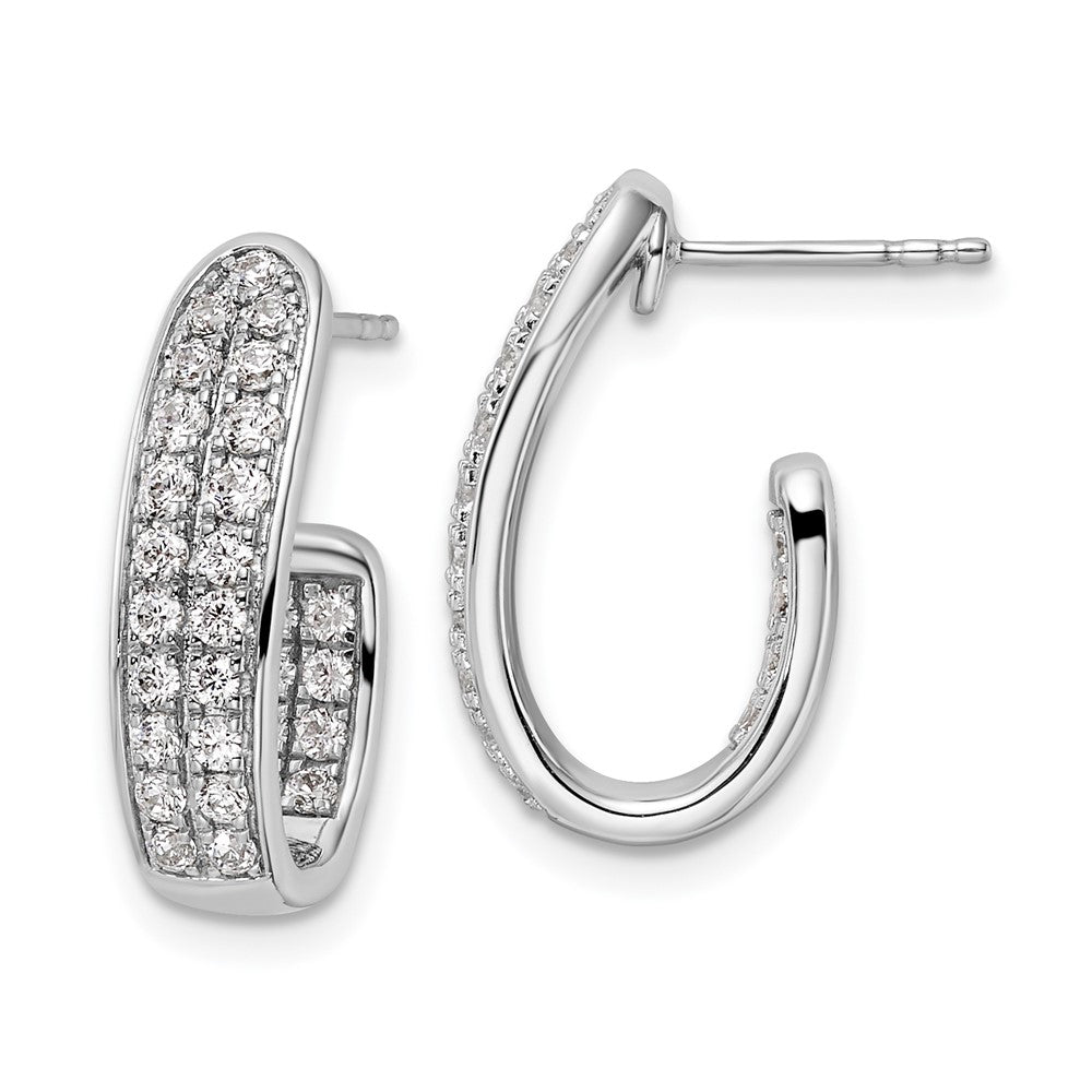 14K White Gold Lab Grown Diamond VS/SI FGH In and Out J-Hoop Earring