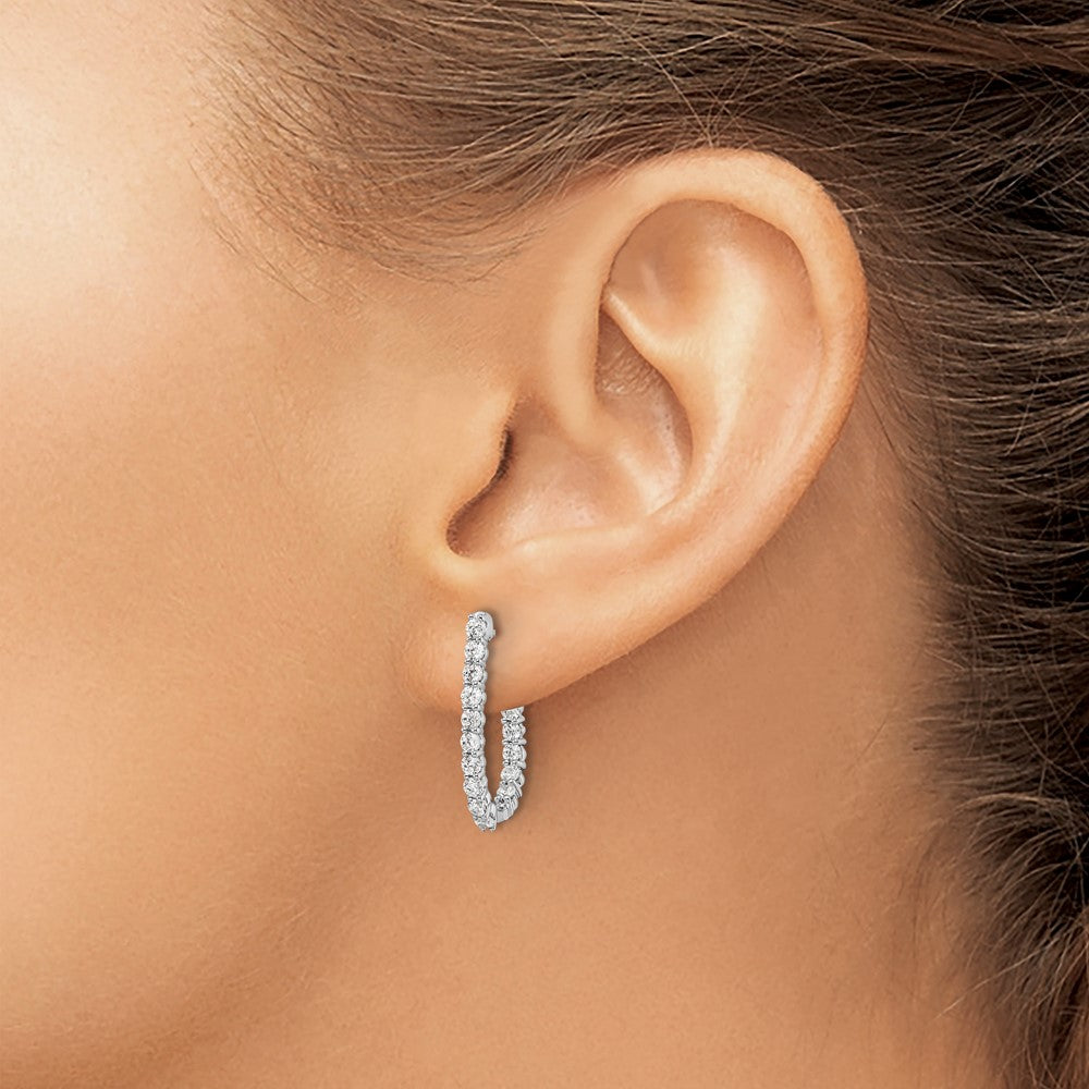 14K White Gold Lab Grown Diamond VS/SI FGH In and Out J-Hoop Earring