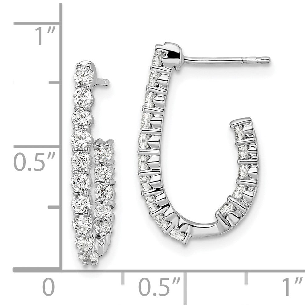 14K White Gold Lab Grown Diamond VS/SI FGH In and Out J-Hoop Earring