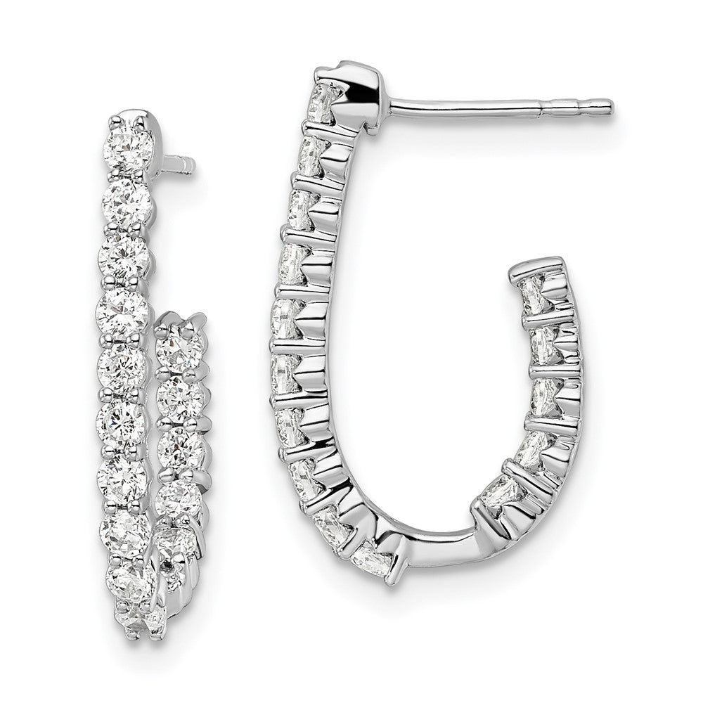 14K White Gold Lab Grown Diamond VS/SI FGH In and Out J-Hoop Earring