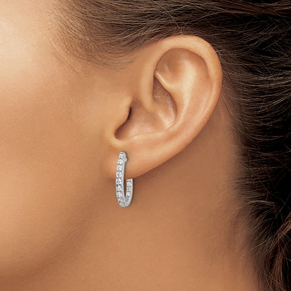 14K White Gold Lab Grown Diamond VS/SI FGH In and Out J-Hoop Earring