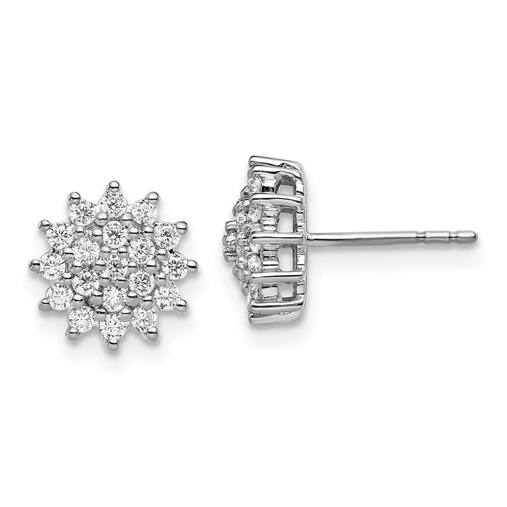 14K White Gold Lab Grown Diamond VS/SI FGH Cluster Post Earrings