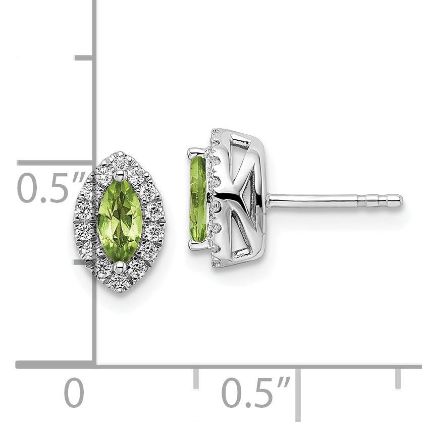 14K White Gold Lab Grown Vs/Si Fgh Dia And Peridot Post Earrings