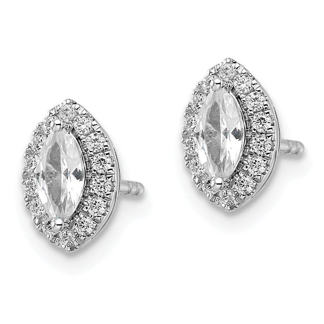 14K White Gold Lab Grown Vs/Si Fgh Dia And White Sapphire Post Earrings