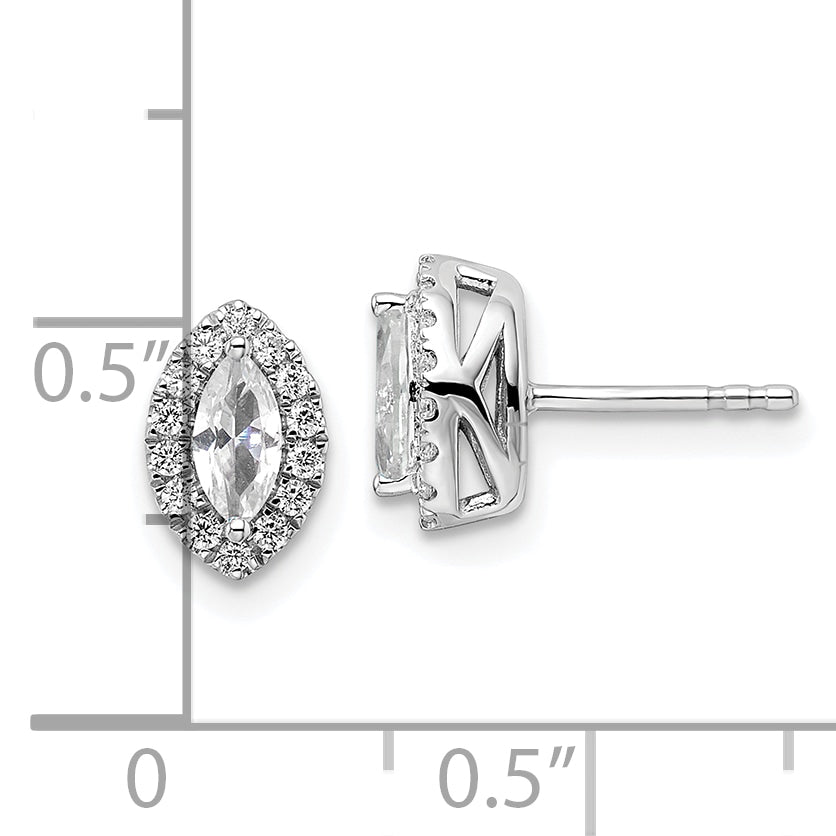 14K White Gold Lab Grown Vs/Si Fgh Dia And White Sapphire Post Earrings