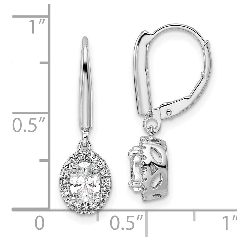14K White Gold Lab Grown VS/SI FGH Dia Halo Leverback Earrings