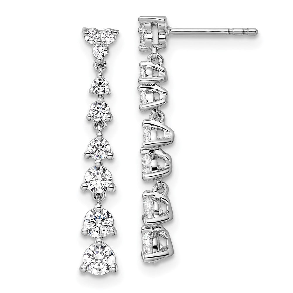 14K White Gold Lab Grown VS/SI FGH Dia Post Dangle Earrings