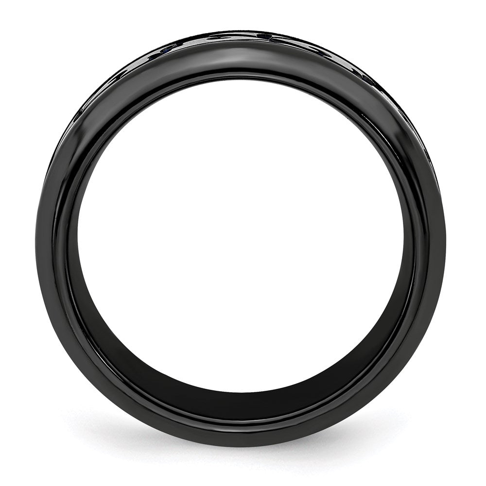 Edward Mirell Black Ti Scroll Pattern Blue Anodized 9mm Band