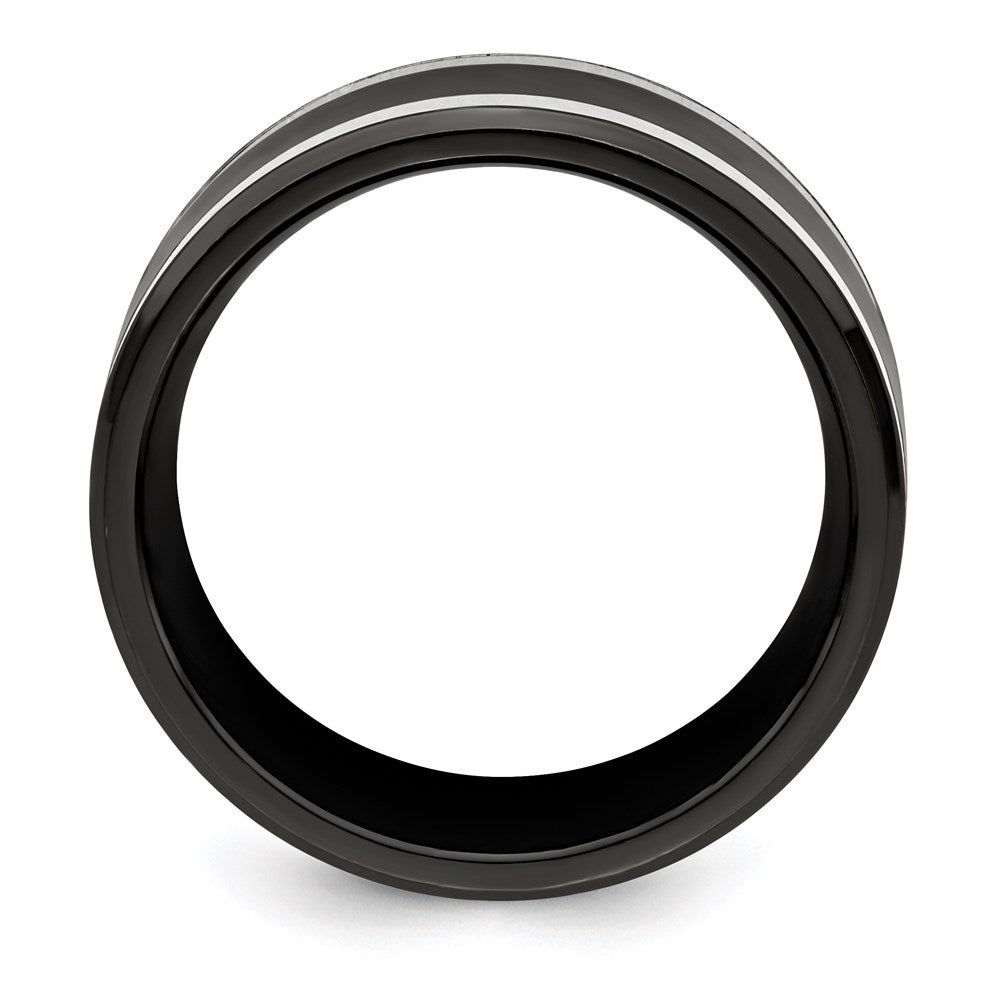 Edward Mirell Titanium Black Ti & Sterling Silver Inlay 9mm Band